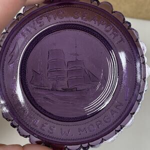 Pairpoint Mystic Seaport Cup Plate Charles W Morgan Purple Ship Glass